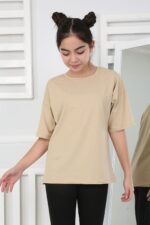 OVERSİZE DÜZ TSHİRT - BEJ