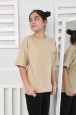 OVERSİZE DÜZ TSHİRT - BEJ