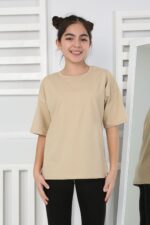 OVERSİZE DÜZ TSHİRT - BEJ