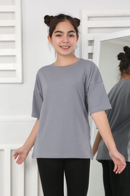 OVERSİZE DÜZ TSHİRT - FÜME