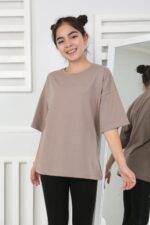 OVERSİZE DÜZ TSHİRT - KAHVE