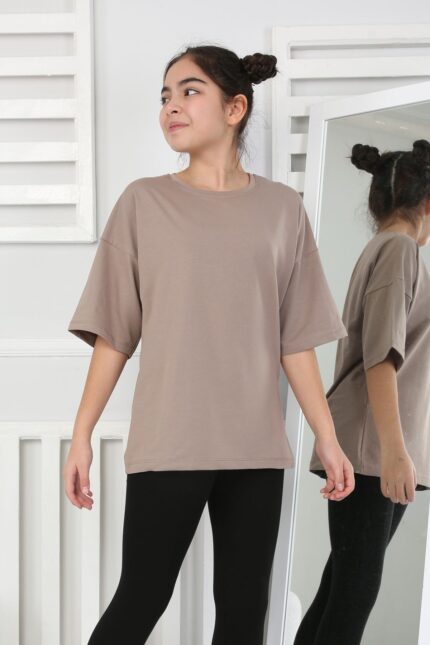 OVERSİZE DÜZ TSHİRT - KAHVE