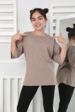 OVERSİZE DÜZ TSHİRT - KAHVE