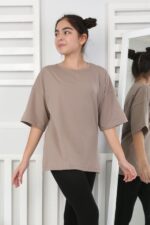 OVERSİZE DÜZ TSHİRT - KAHVE