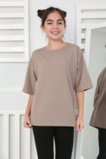 OVERSİZE DÜZ TSHİRT - KAHVE