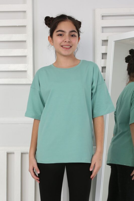 OVERSİZE DÜZ TSHİRT - KOYU YEŞİL