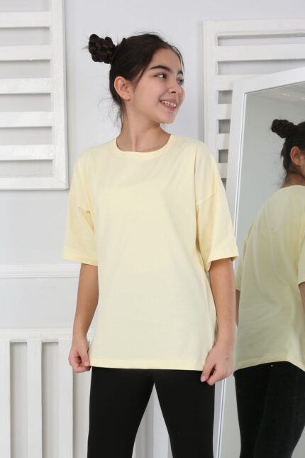 OVERSİZE DÜZ TSHİRT - SARI