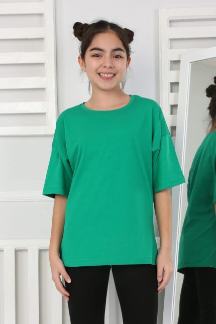 OVERSİZE DÜZ TSHİRT - YEŞİL